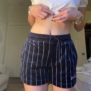 Fila navy blue and bright white striped velvet shorts